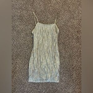 Trixxi Gold Pleated Sheath Mini Dress